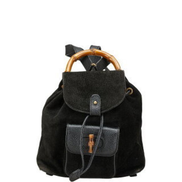 Gucci Bamboo Backpack black leather suede - Picture 1 of 8